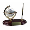 Crystal Globe Pen Stand With Gold Decor